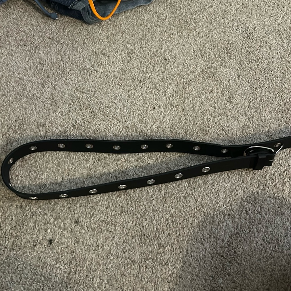black belt with silver rings